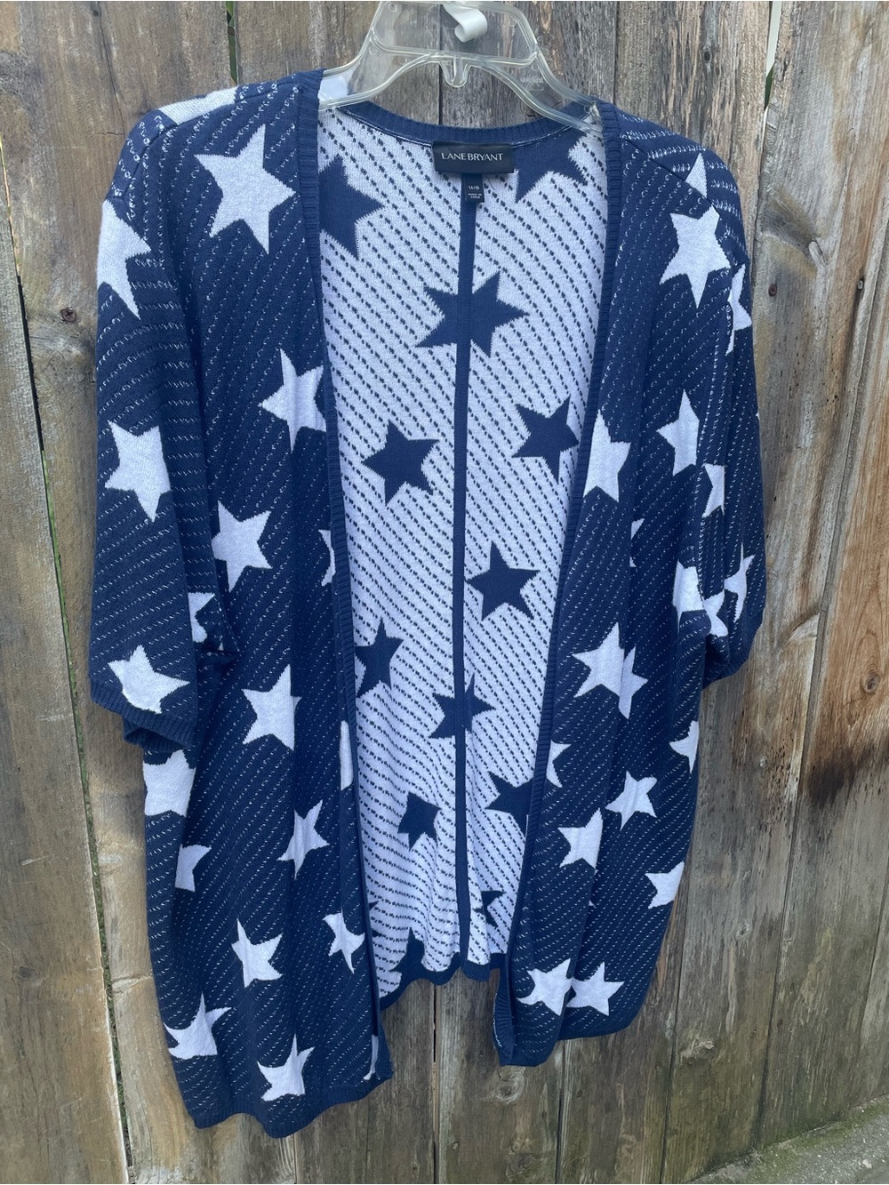 Lane Bryant Navy Blue and White Star Cardigan Sz. 14/16 - Picture 4 of 13